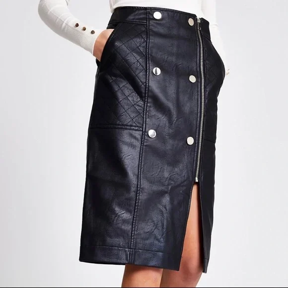 River Island Skirts River Island Faux Leather Quilted Zip